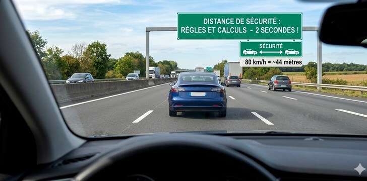Distance de sécurité en voiture - Règles et calculs
