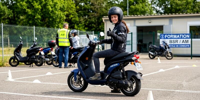 Jeune femme qui passe son permis BSR