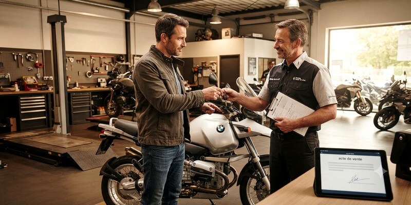 Vente de moto à un garage