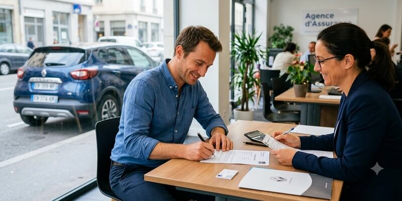 homme qui assure sa voiture